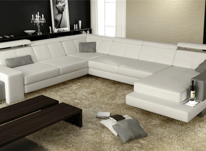 Luxury Couch Design Leather Sofa Seat Corner Suite Upholstery Corner Couch White